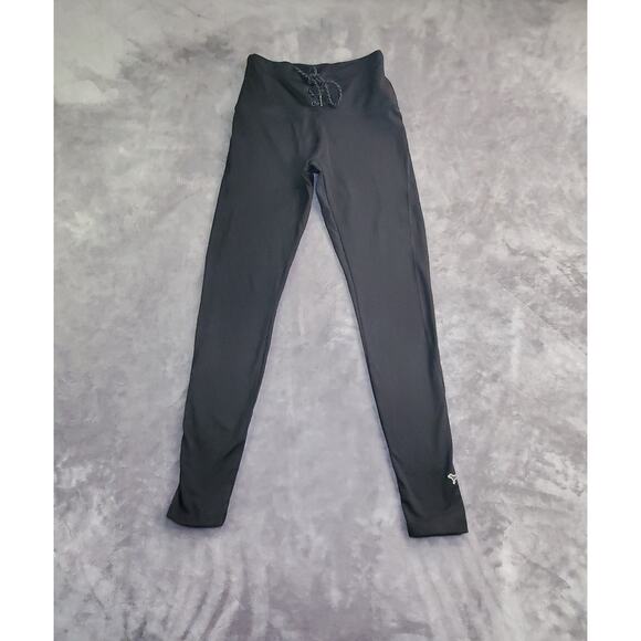Victoria's Secret Pants - VICTORIAS SECRET PINK Size S Cozy Leggings Black Drawstring Yoga Hiking C10-8